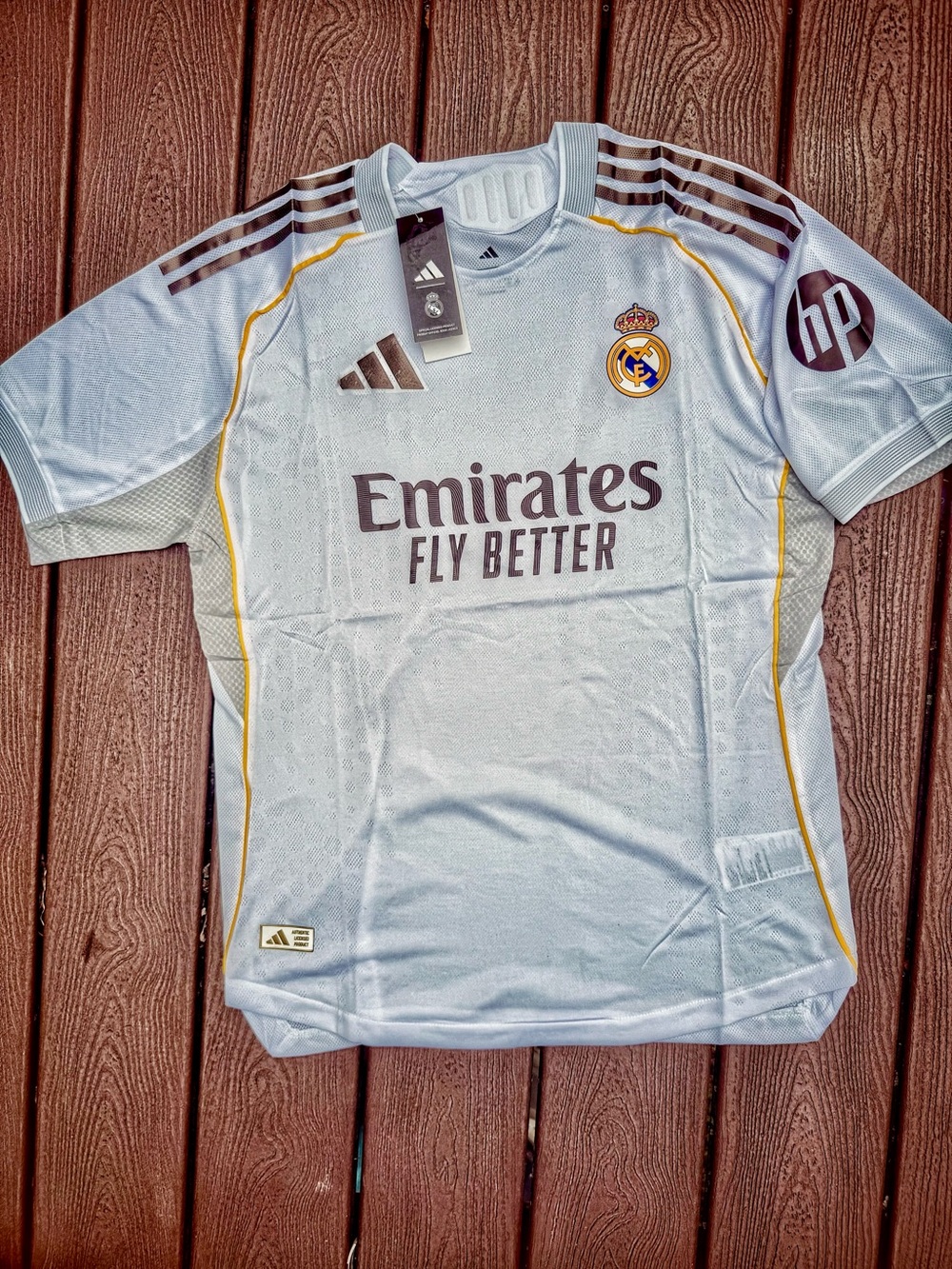adidas Real Madrid Light Gray Jersey with Gold Trim